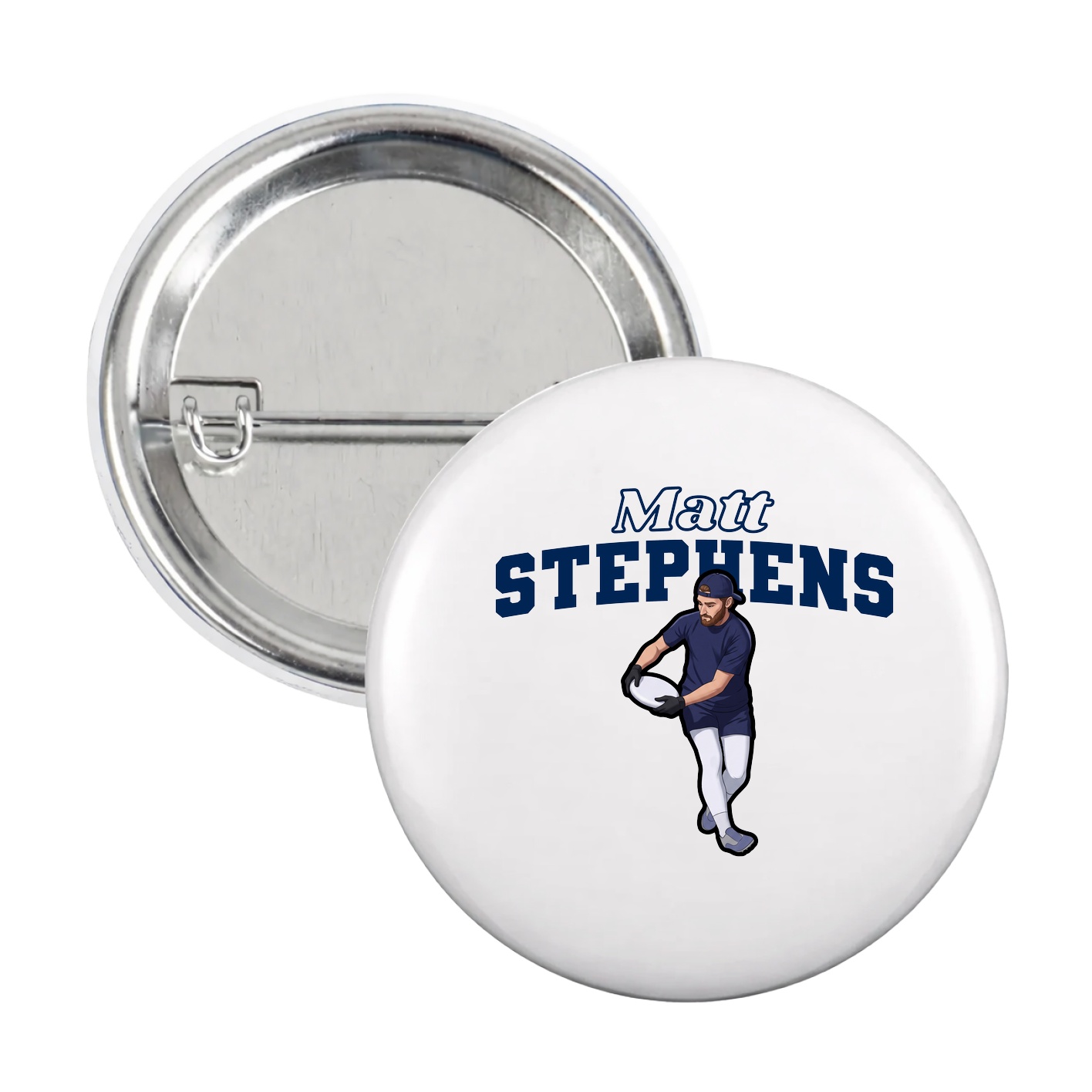 Game Day Button — Name Arch in White