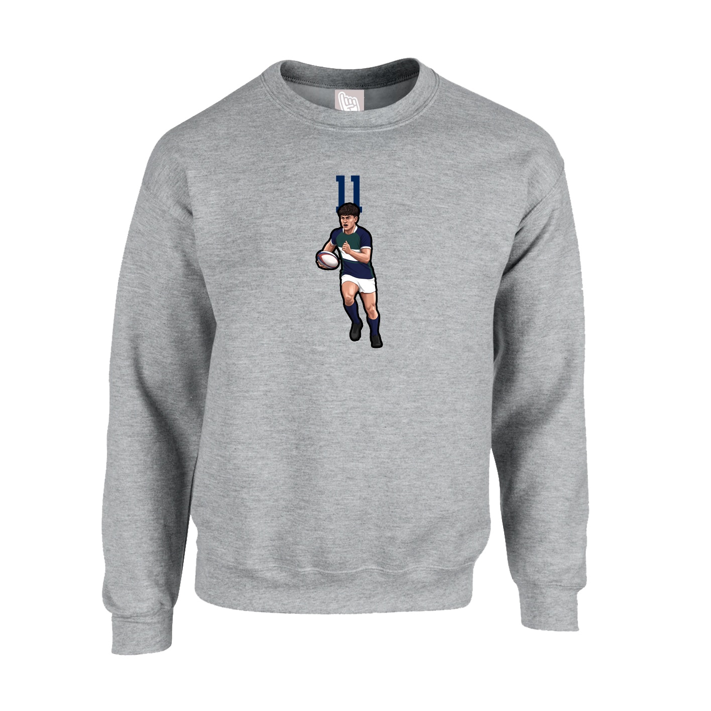 Fleece Crew — Number Top in Grey