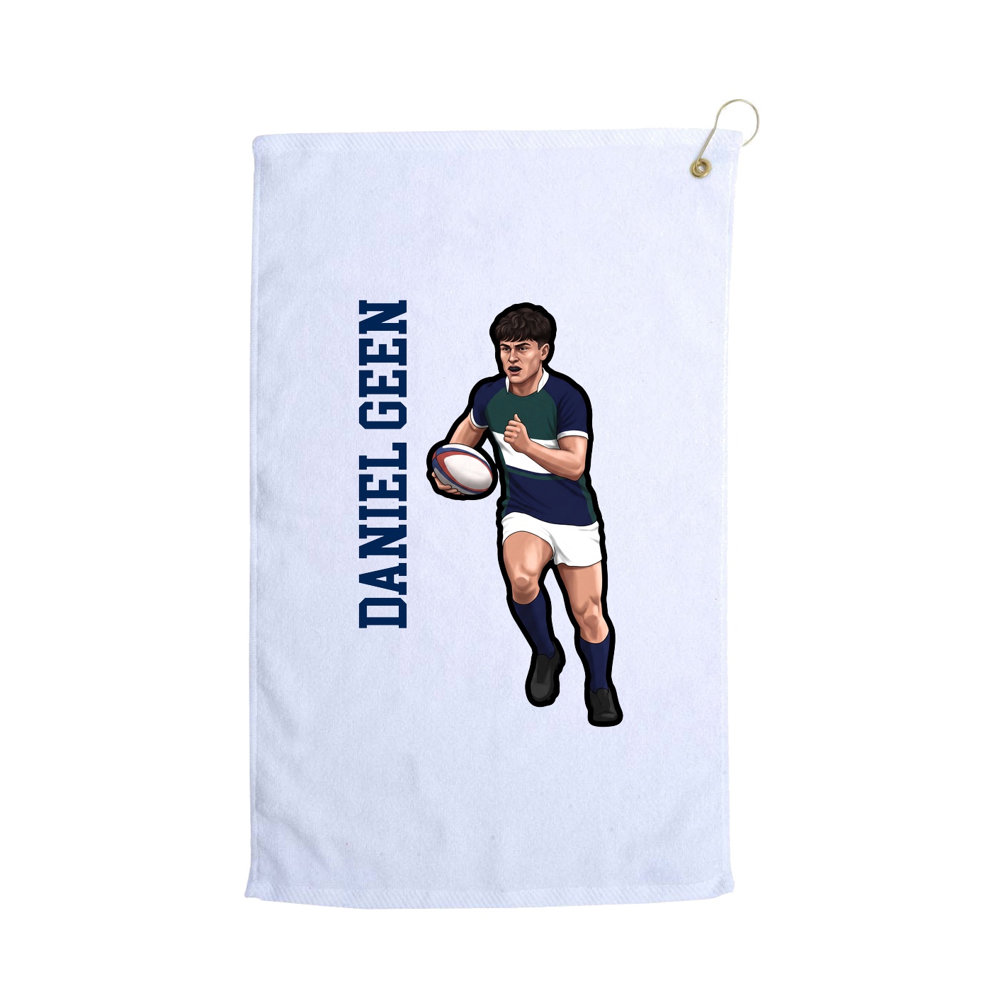 Golf Towel — Name Vertical in White