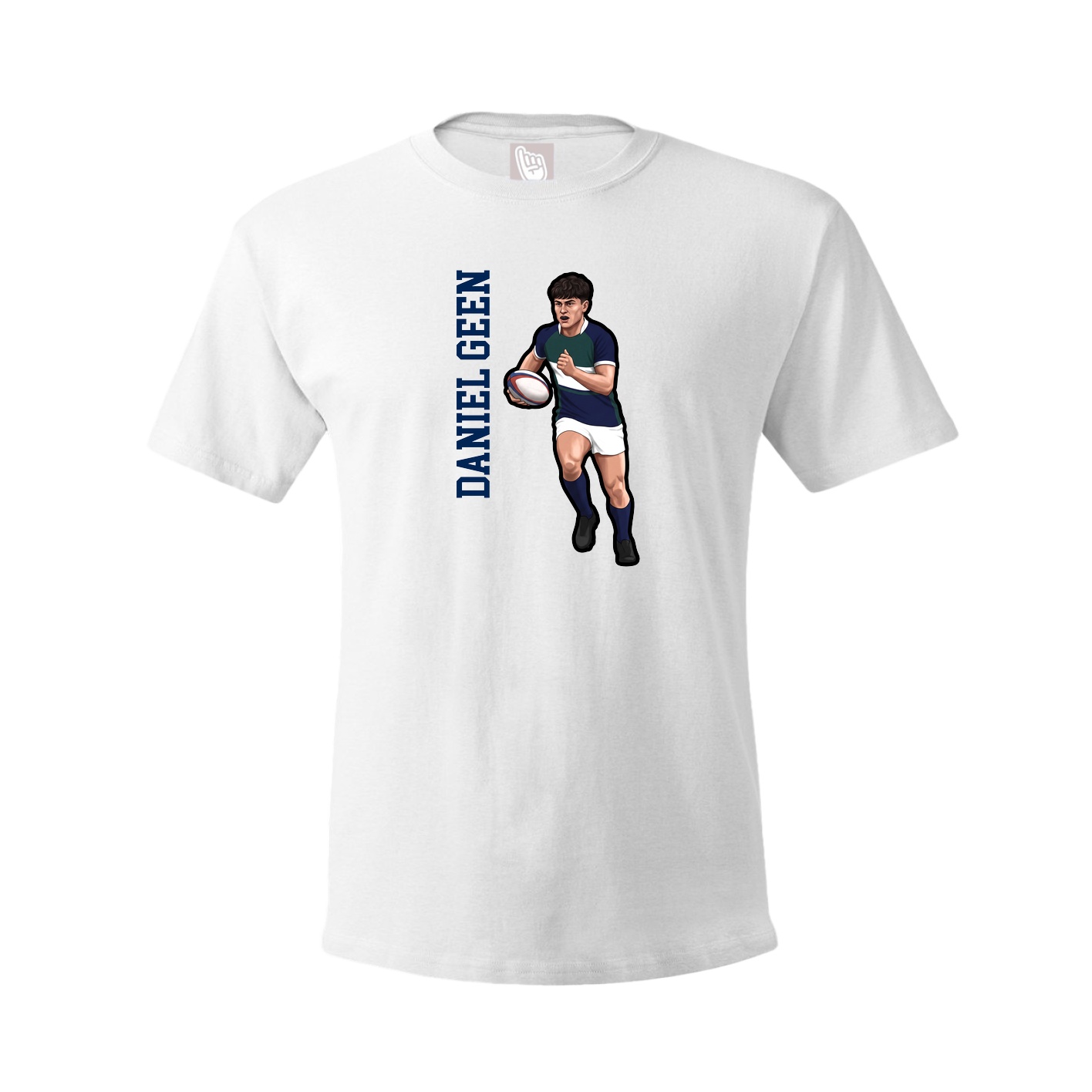 Youth Tee — Name Vertical in White