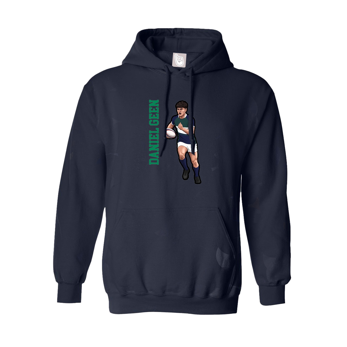 Hoodie — Name Vertical in Navy