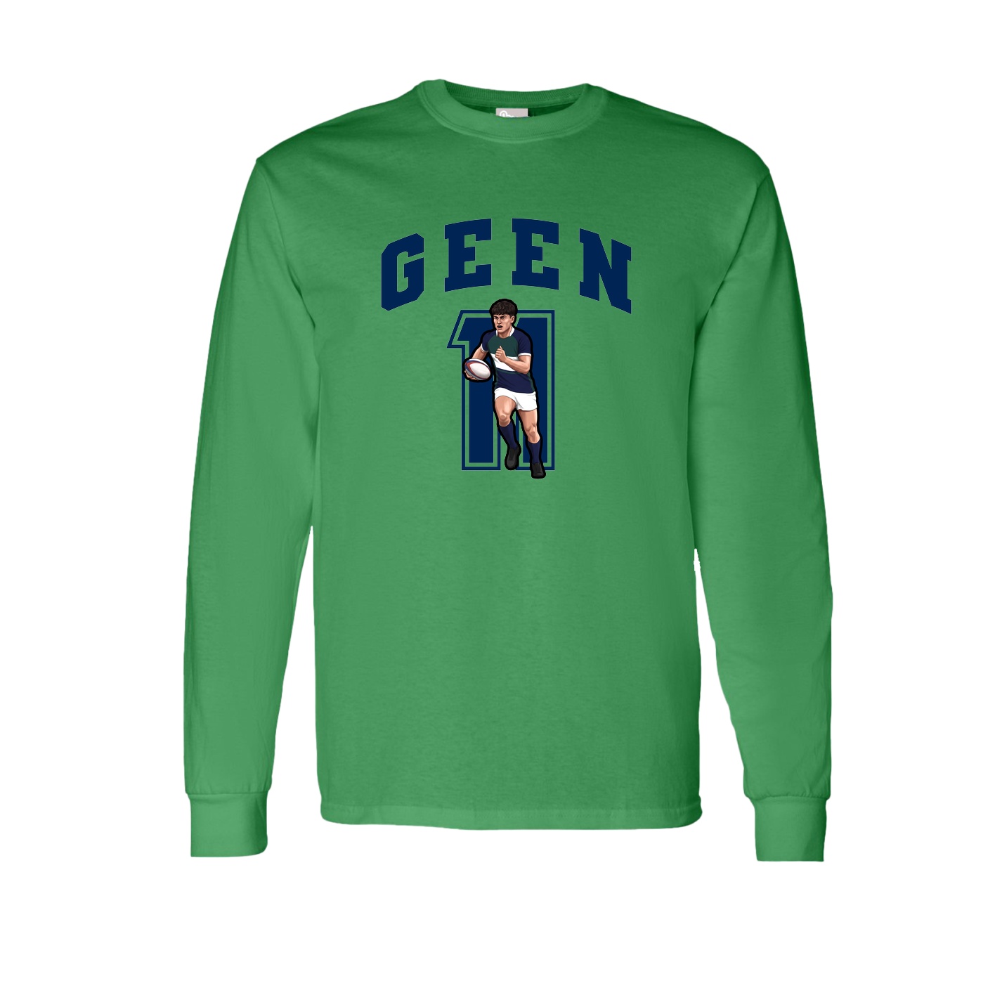 Long Sleeve Tee — Number in Green