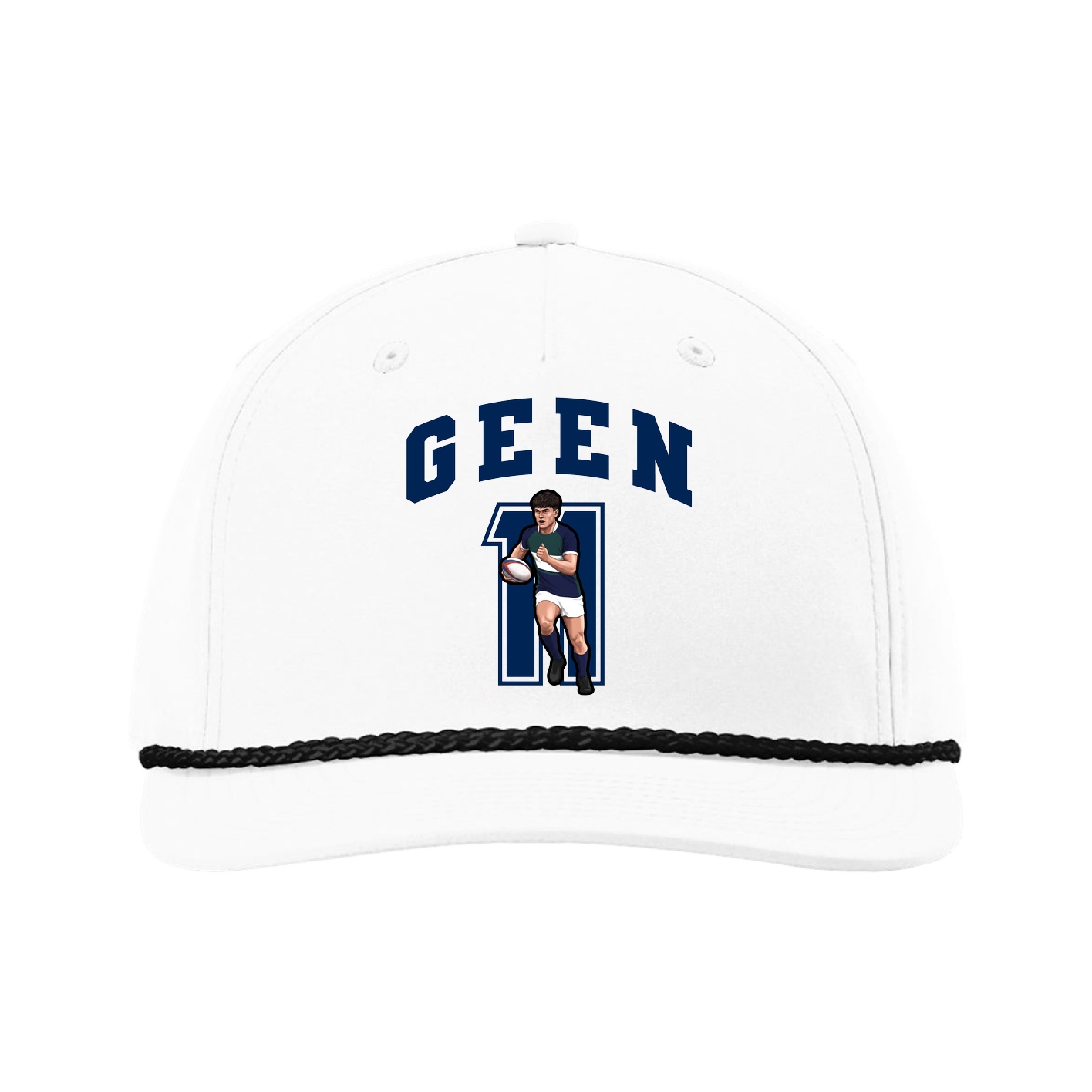 Five-Panel Classic Rope Cap — Number in White