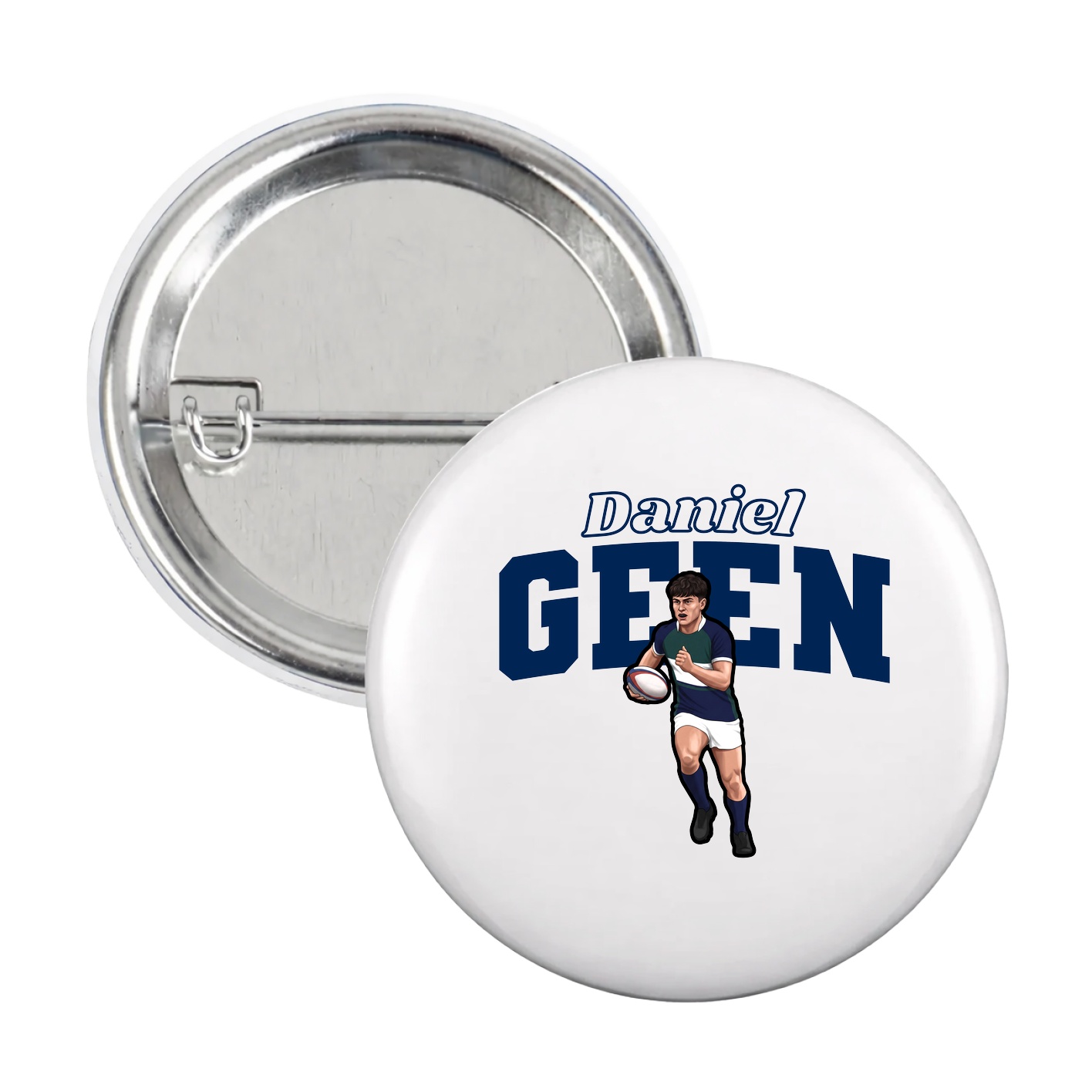 Game Day Button — Name Arch in White