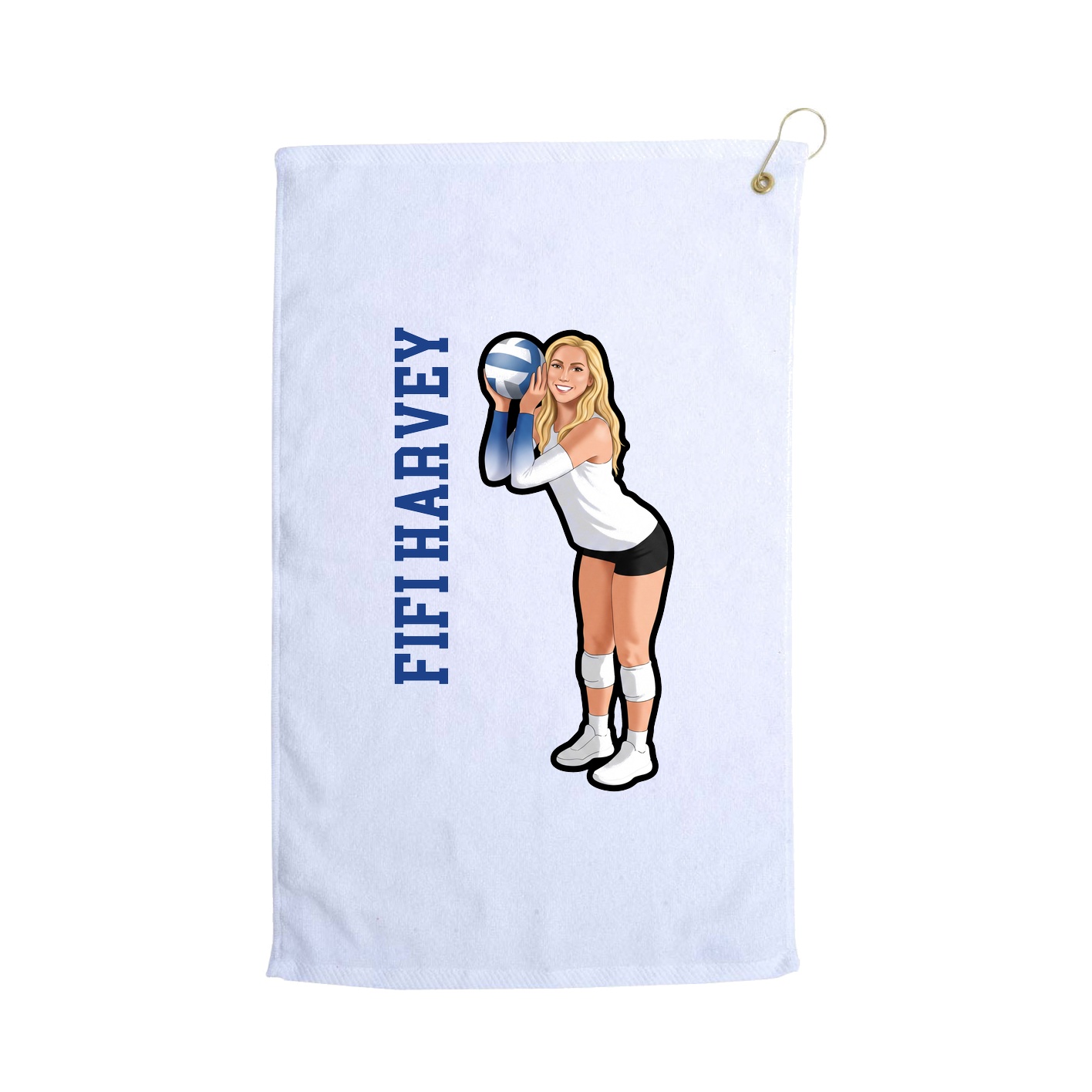 Golf Towel — Name Vertical in White