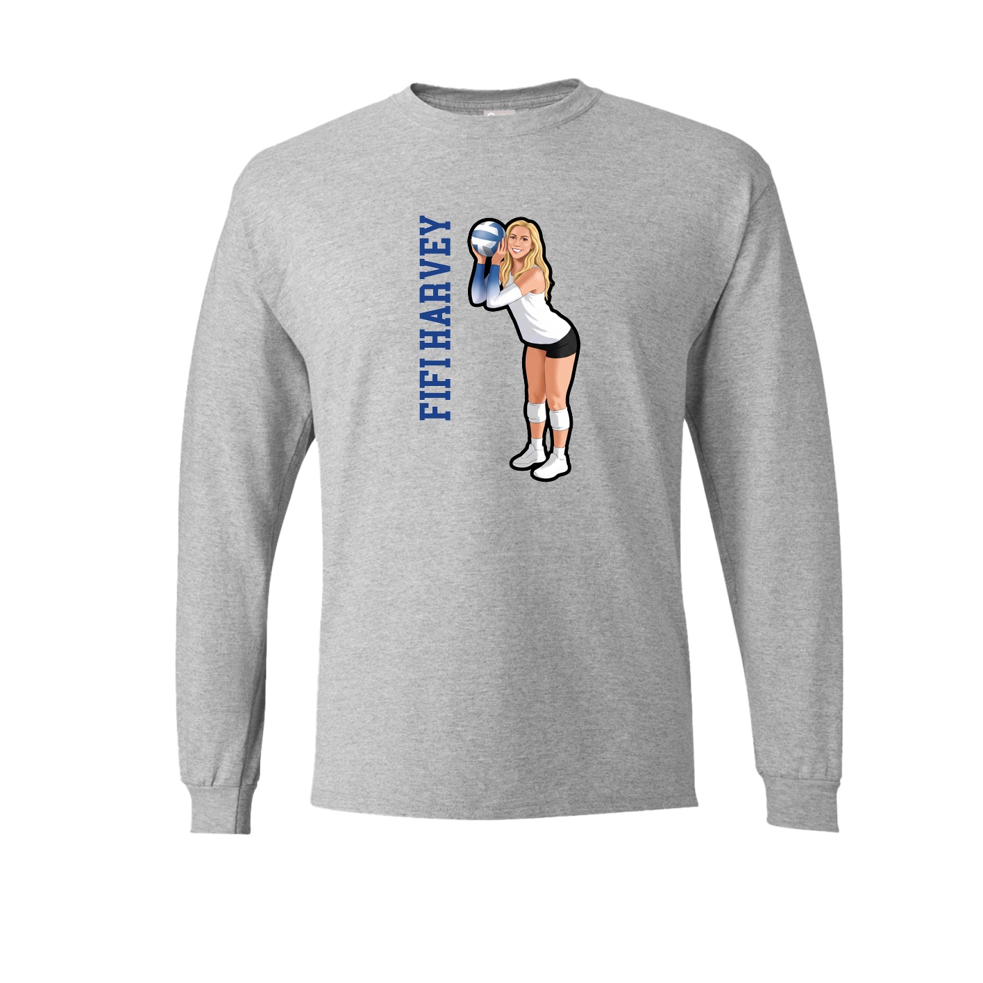Long Sleeve Tee — Name Vertical in Grey
