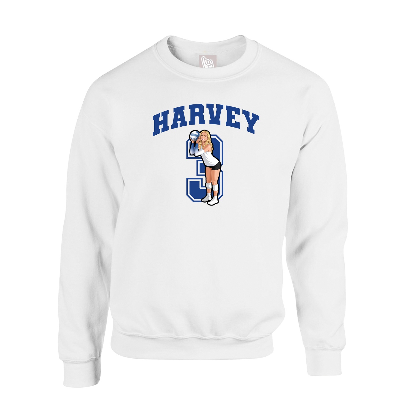 Fleece Crew — Number in White