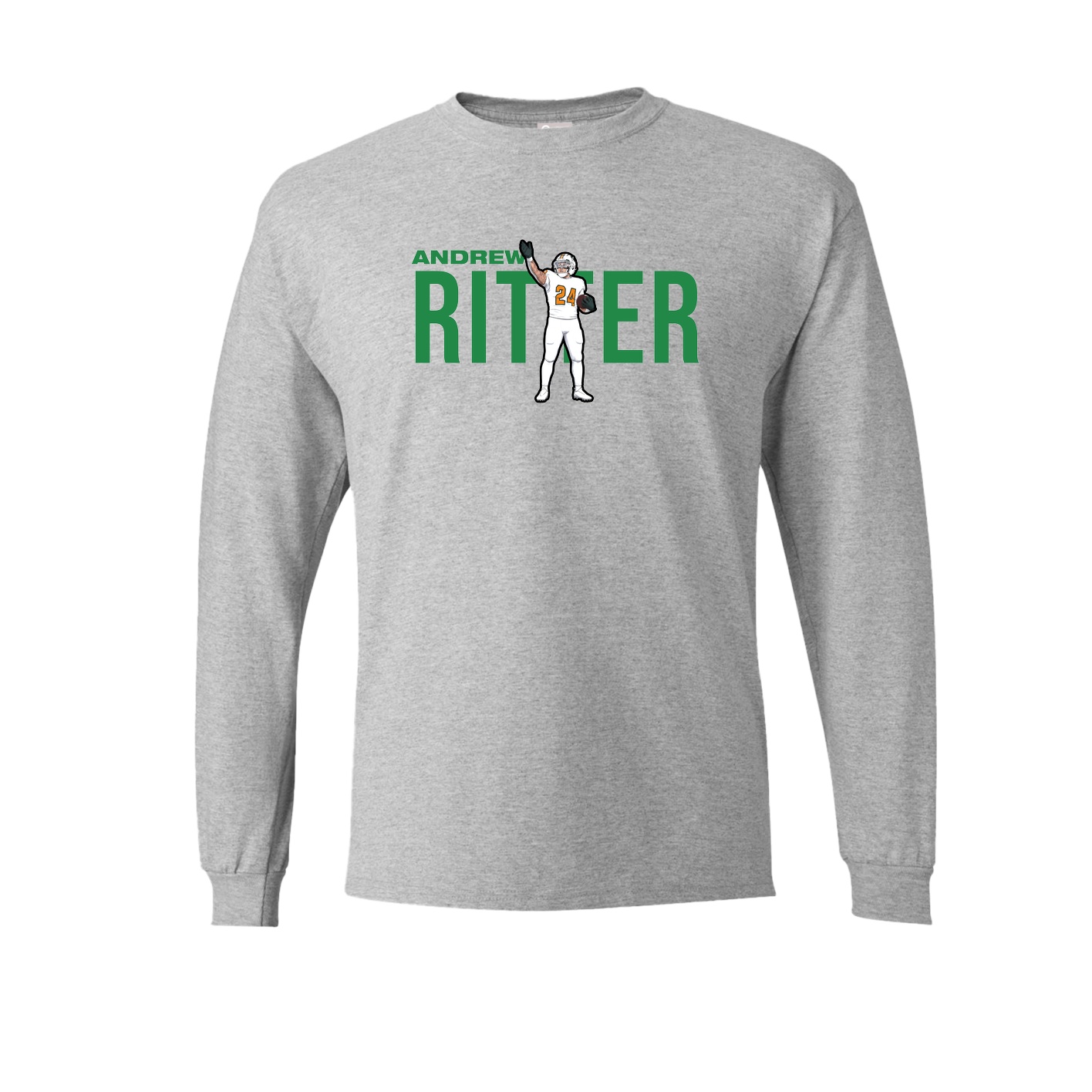 Long Sleeve Tee — Player Name in Grey