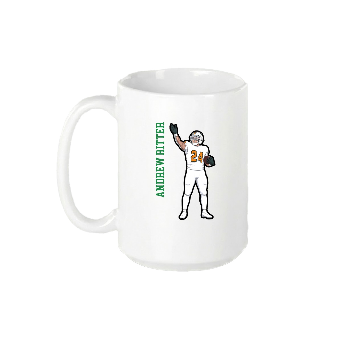 15oz Coffee Mug — Name Vertical in White