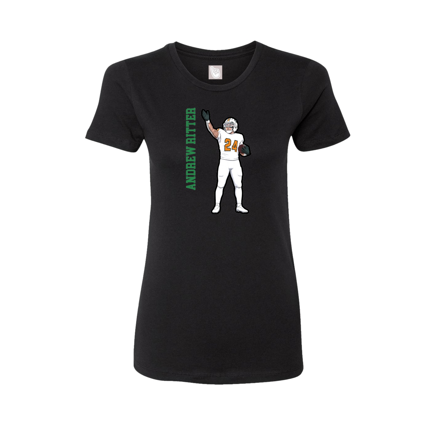 Womens Tee — Name Vertical in Black
