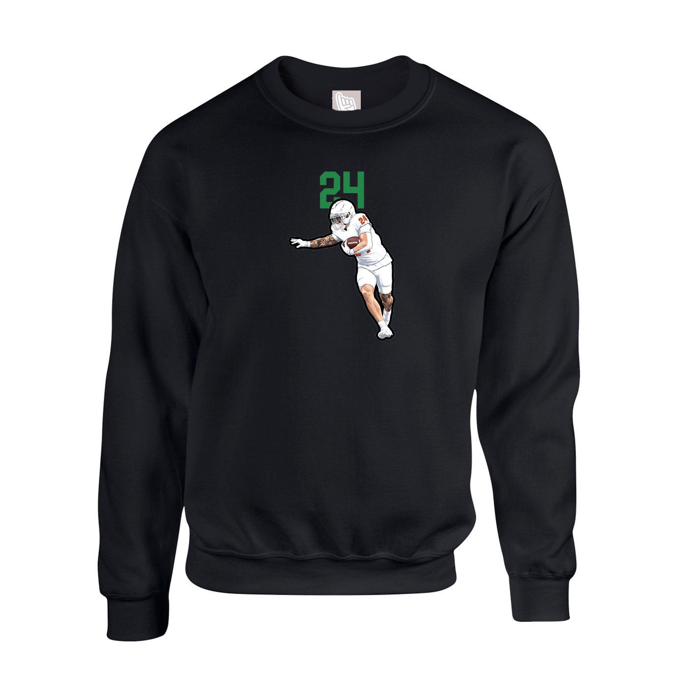 Fleece Crew — Number Top in Black