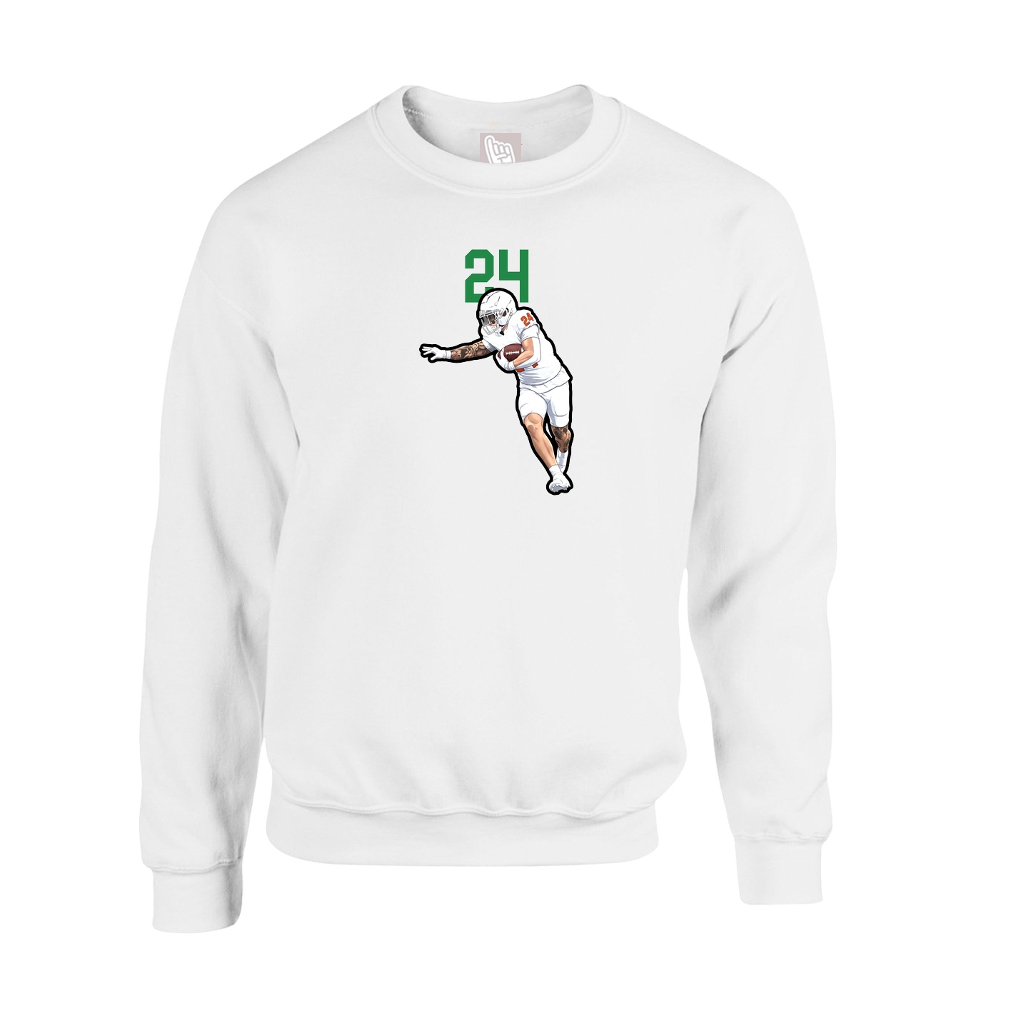 Fleece Crew — Number Top in White