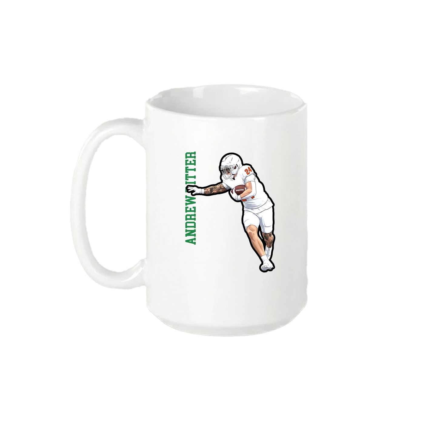 15oz Coffee Mug — Name Vertical in White