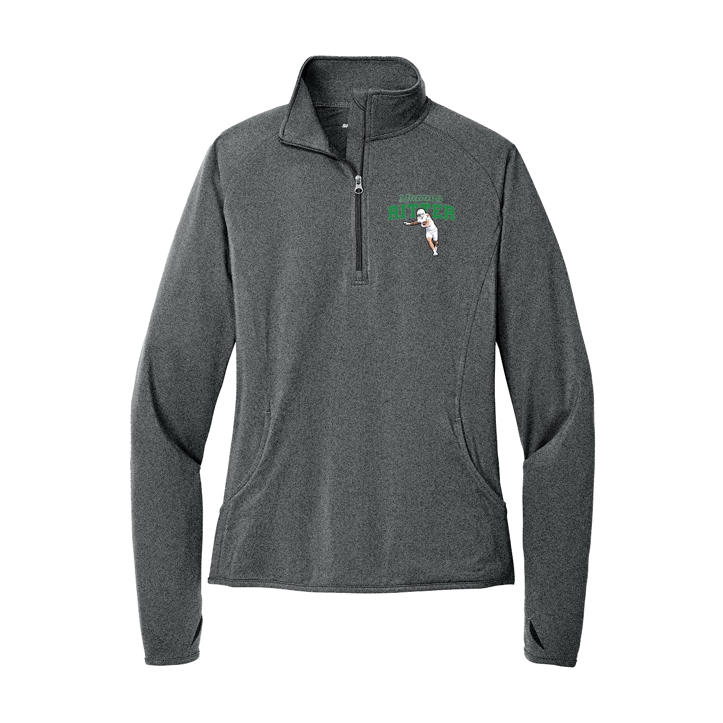 Women's Q-Zip Pullover — Mothers Day Block in Grey