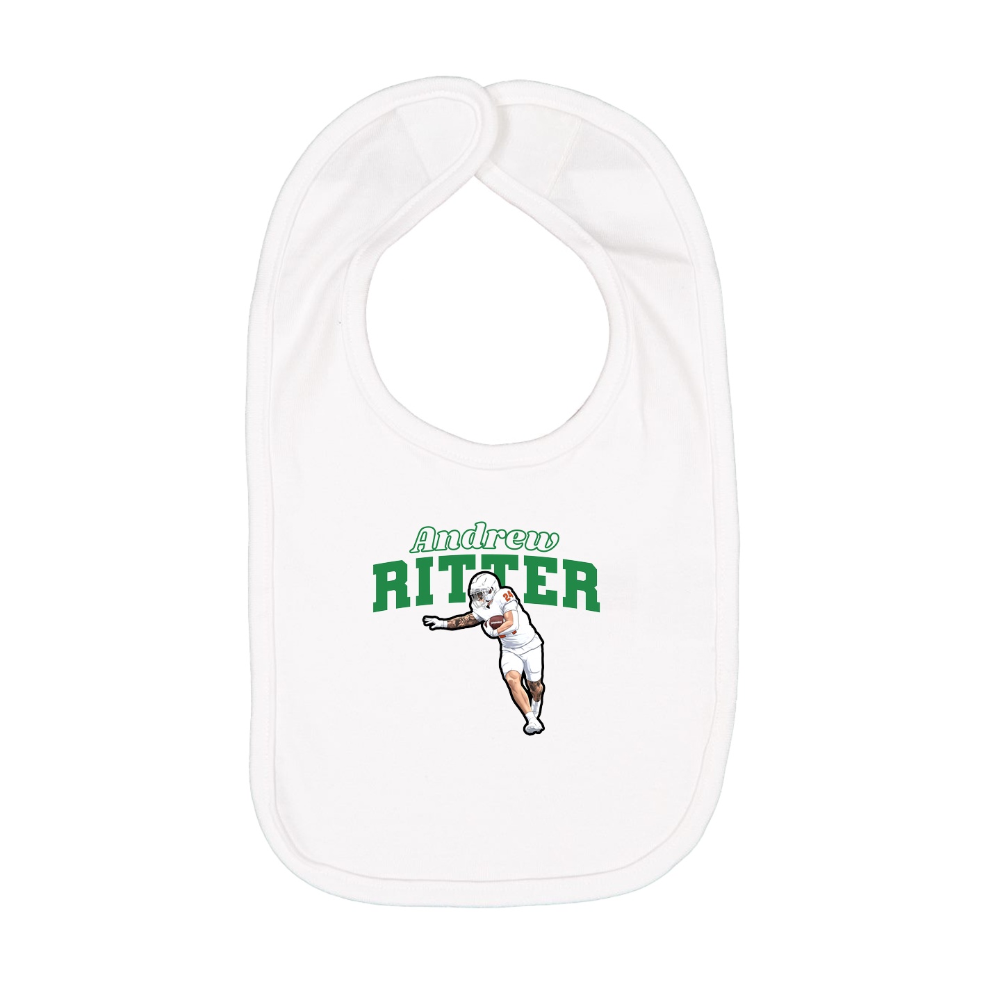 Infant Bib — Name Arch in White