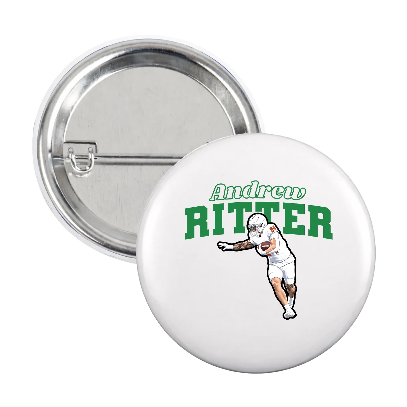 Game Day Button — Name Arch in White