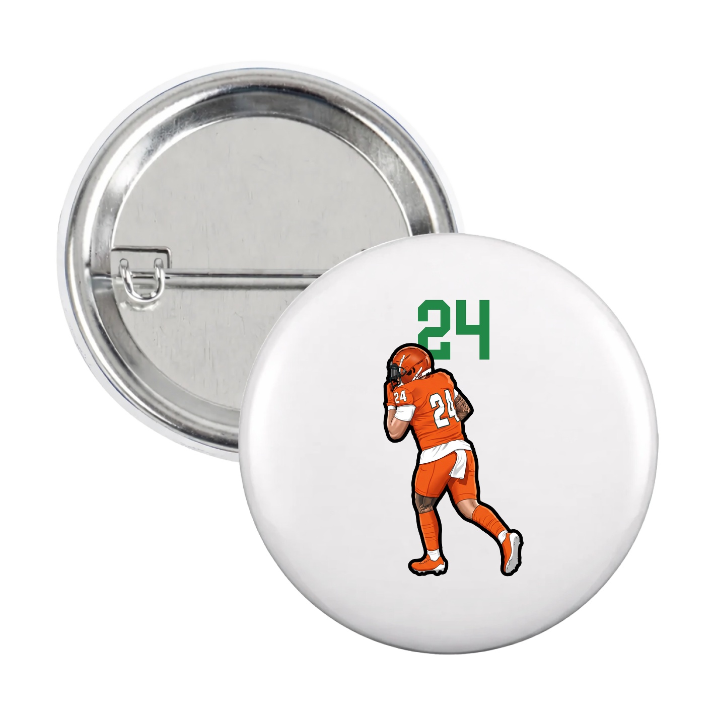 Game Day Button — Number Top in White