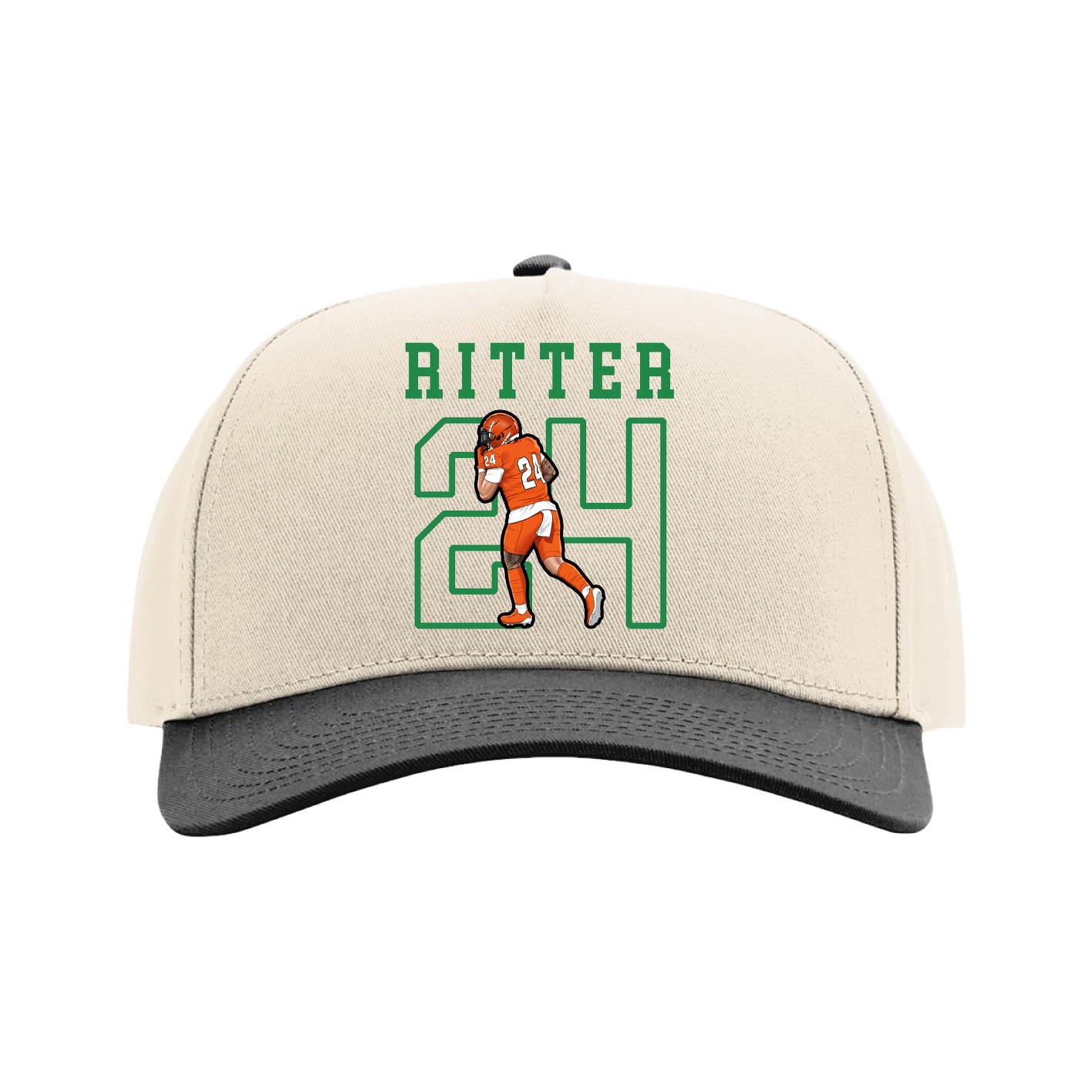 Full Fabric Five-Panel Champ Cap — Shirsey in Cream/Black