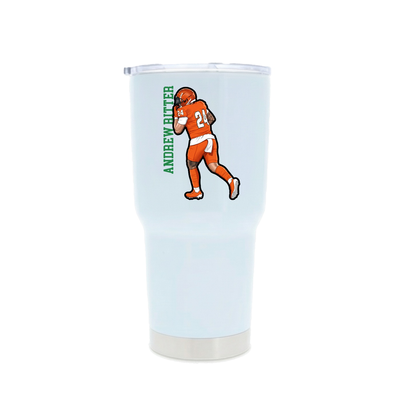 30oz Stainless Steel Tumbler — Name Vertical in White
