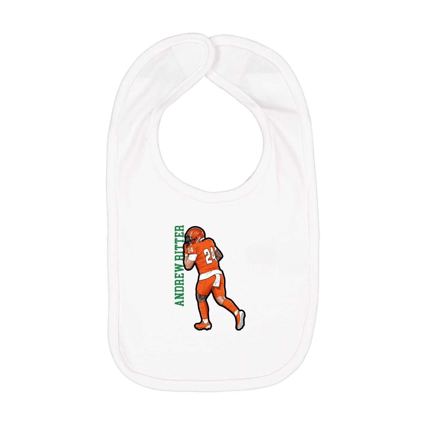 Infant Bib — Name Vertical in White