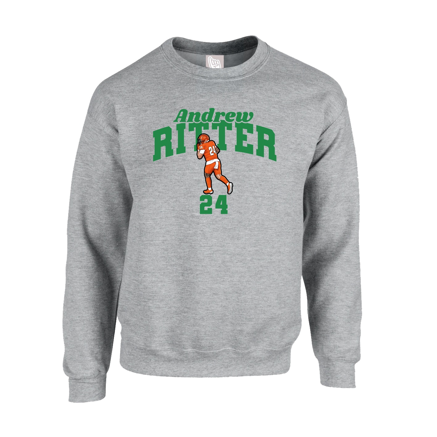 Fleece Crew — Signature Arch in Grey