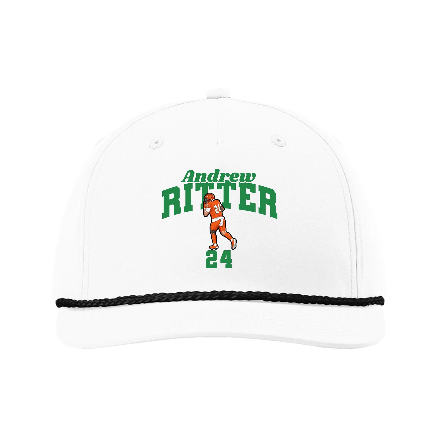 Five-Panel Classic Rope Cap — Signature Arch in White