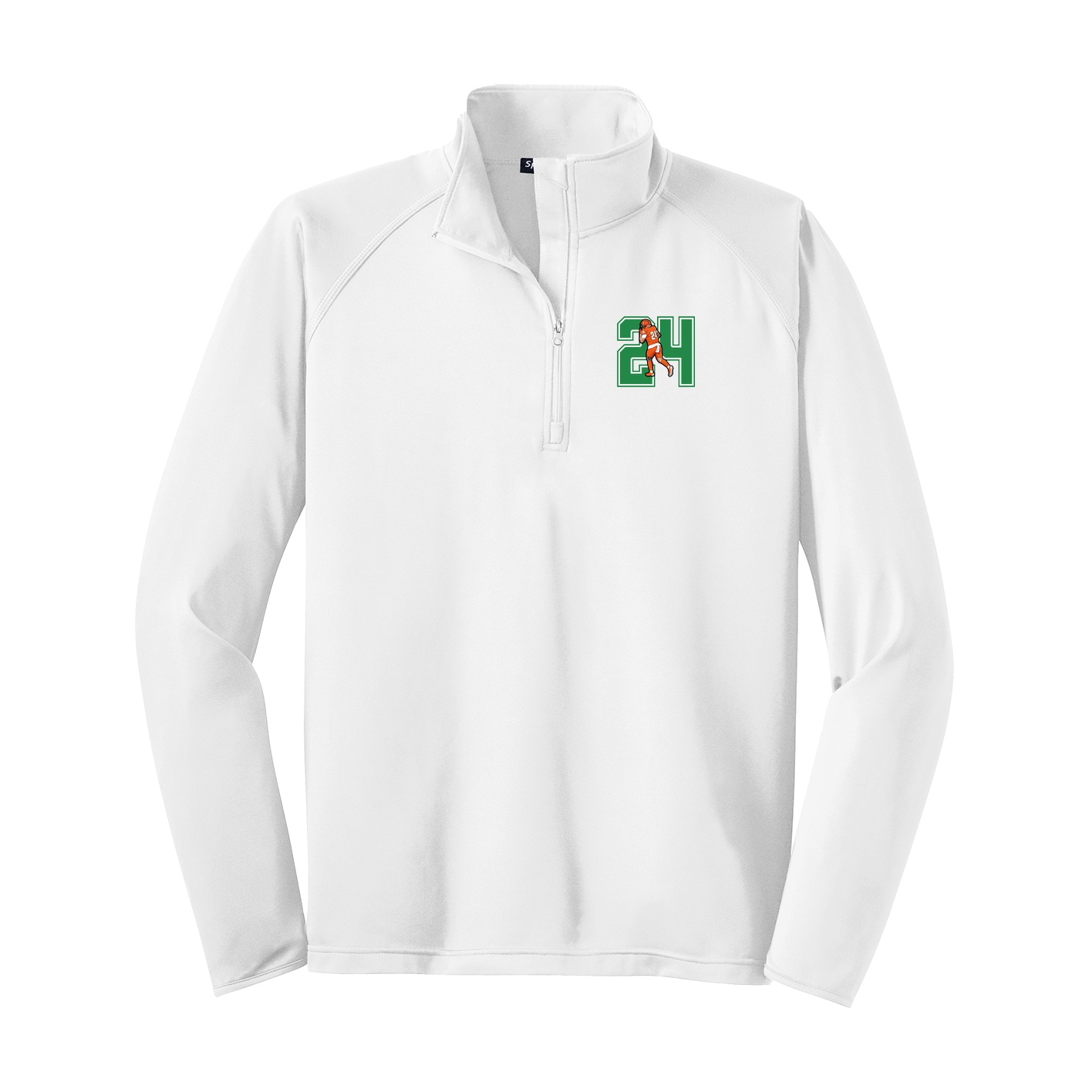 Q-Zip Pullover — Number in White