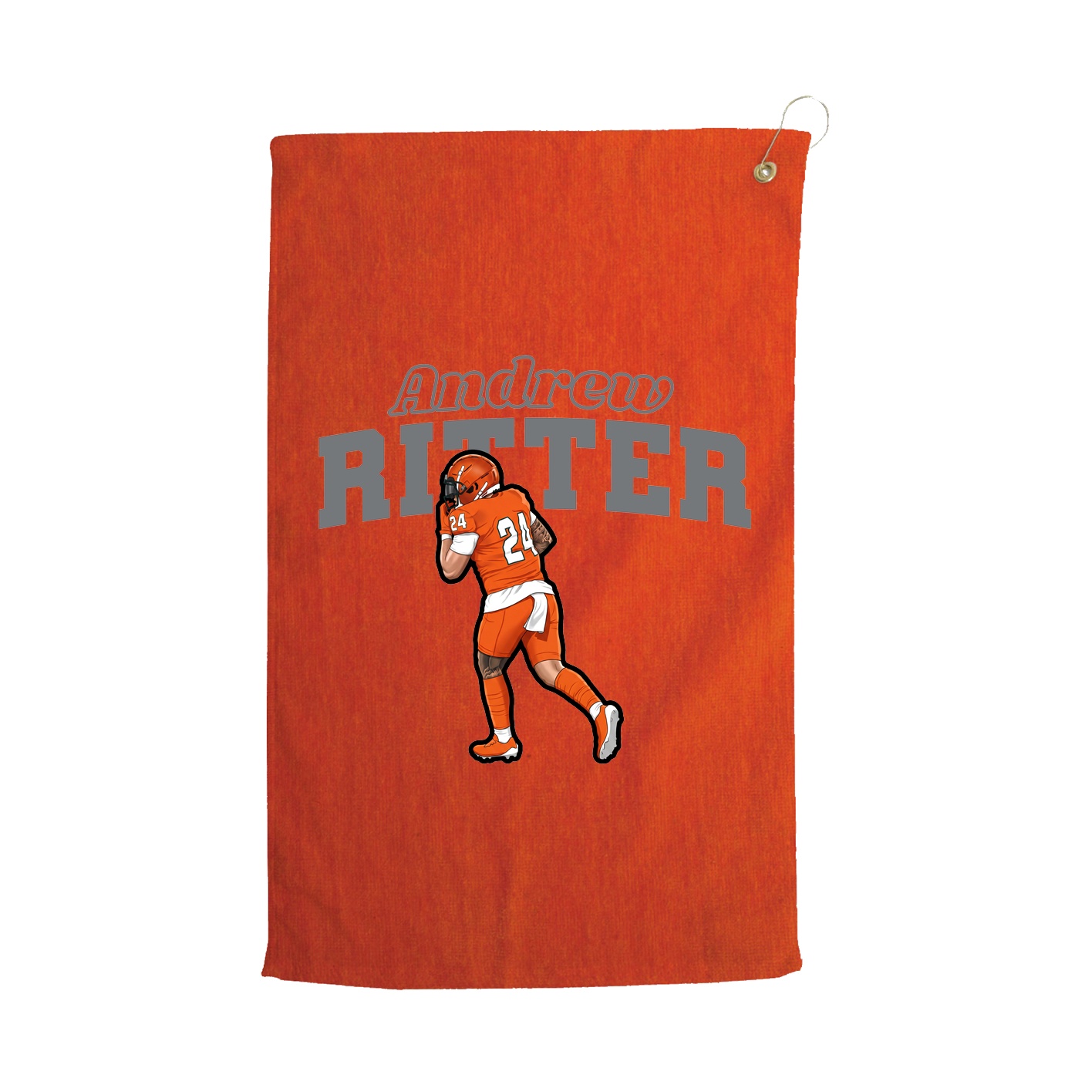 Golf Towel — Name Arch in Orange