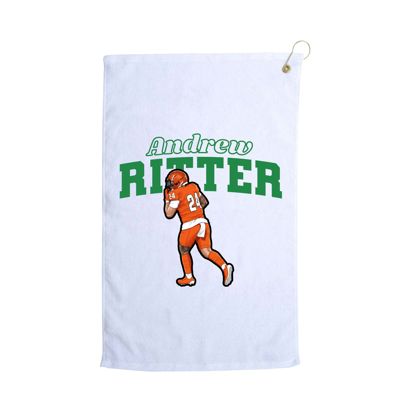 Golf Towel — Name Arch in White
