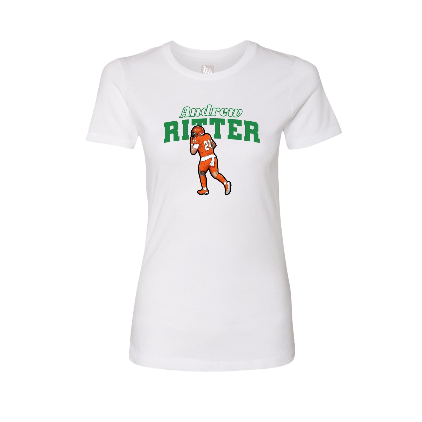 Womens Tee — Name Arch in White