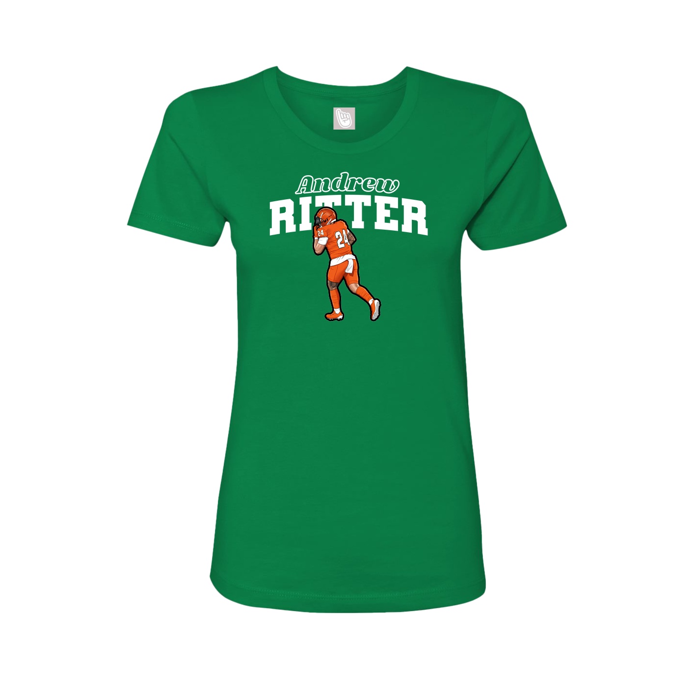 Fitted Women's Tee — Name Arch in Green