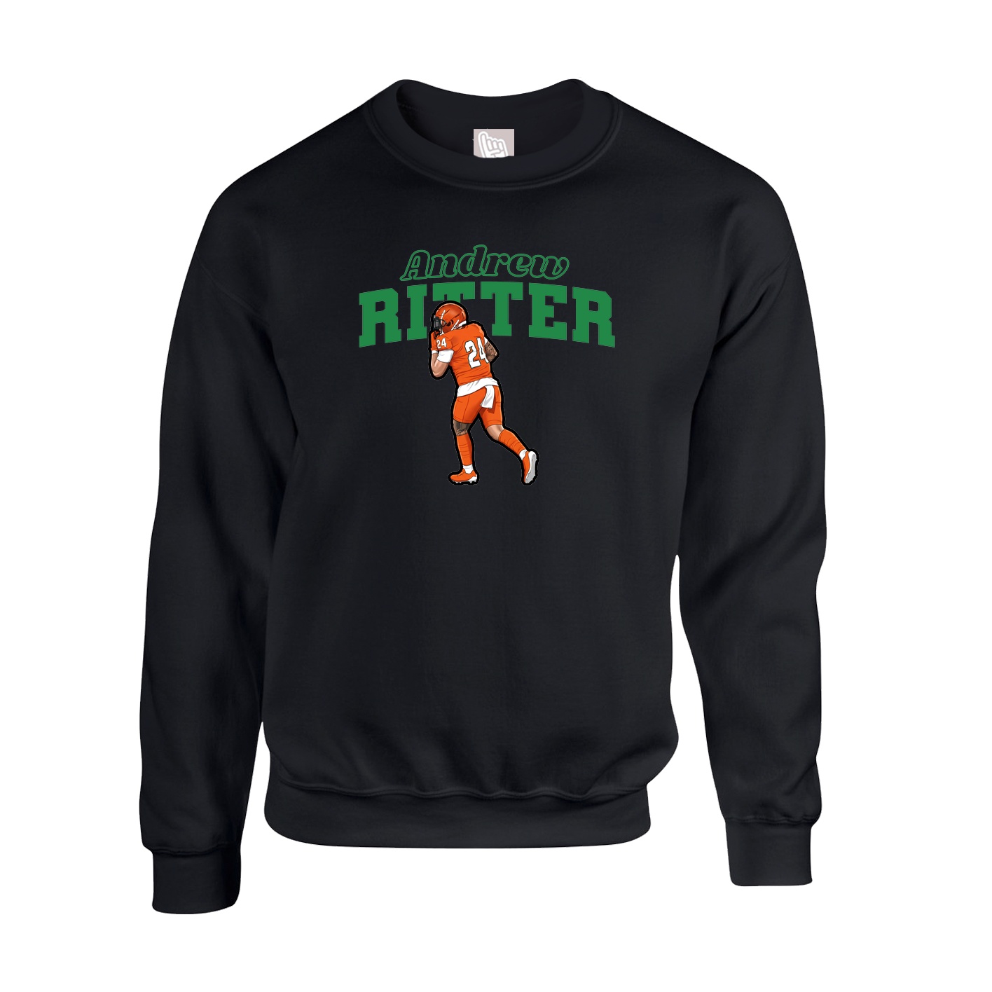 Fleece Crew — Name Arch in Black