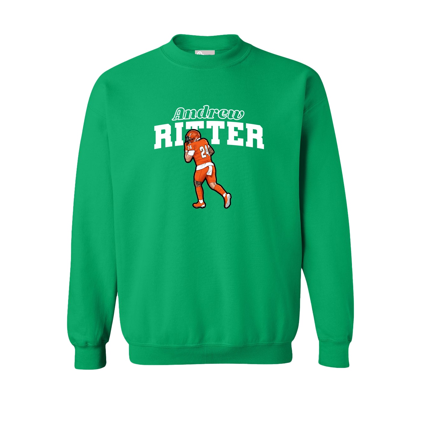 Fleece Crew — Name Arch in Green