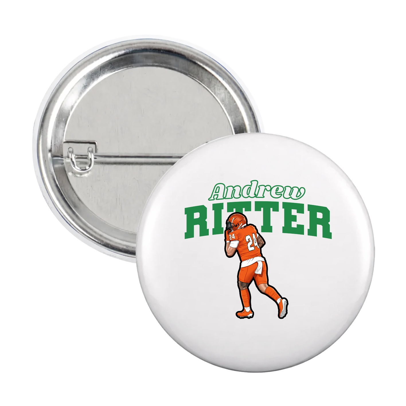 Game Day Button — Name Arch in White
