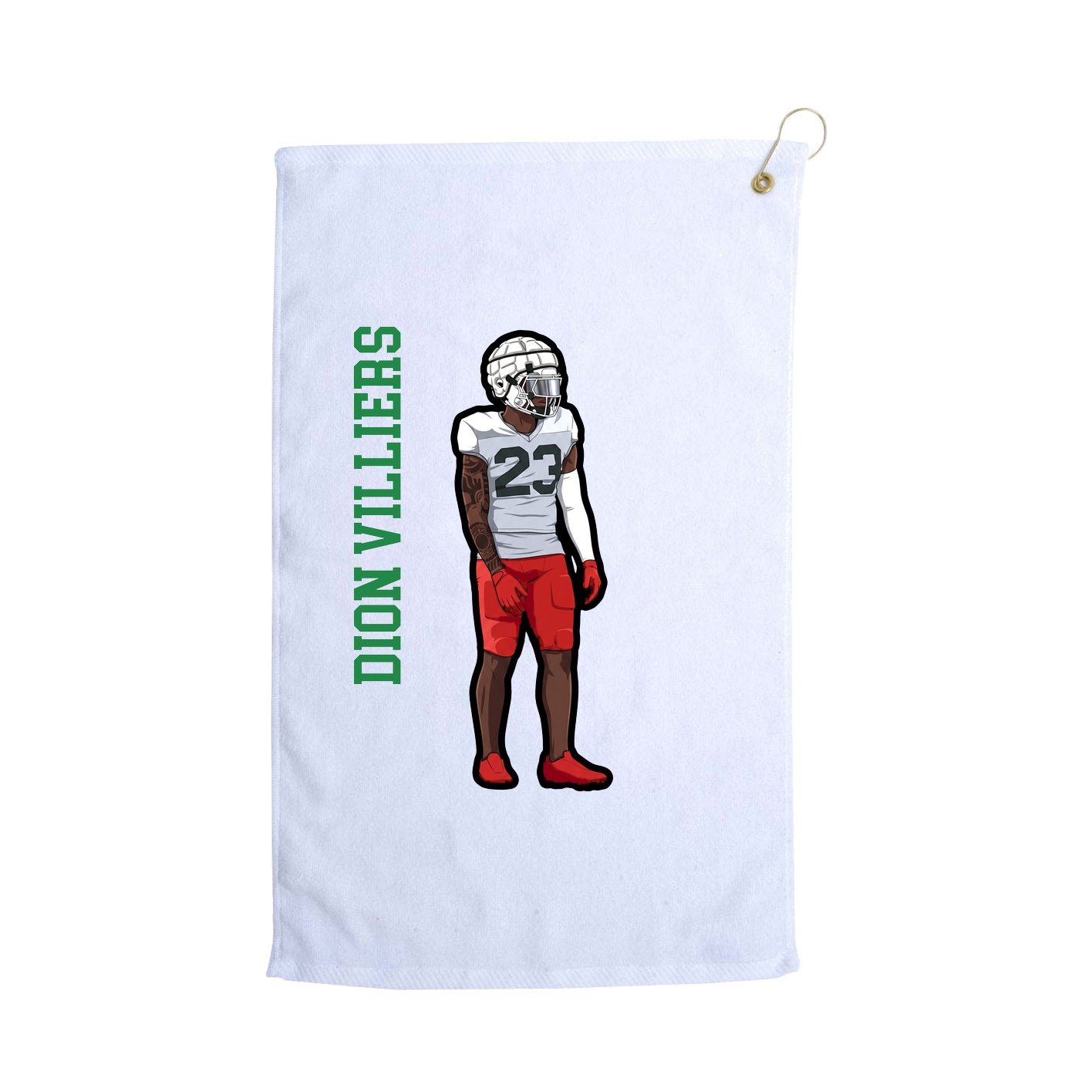 Golf Towel — Name Vertical in White
