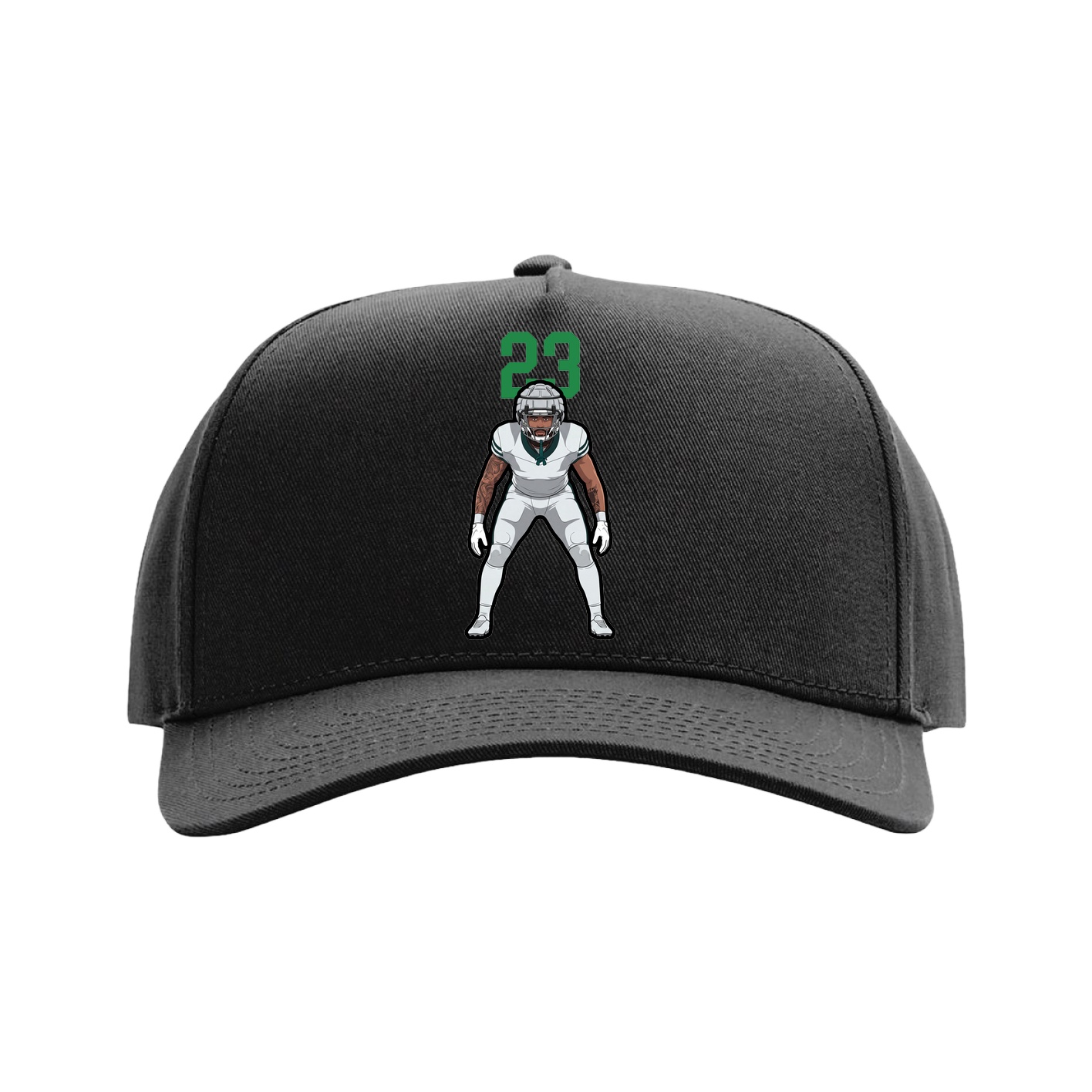 Full Fabric Five-Panel Champ Cap — Number Top in Black