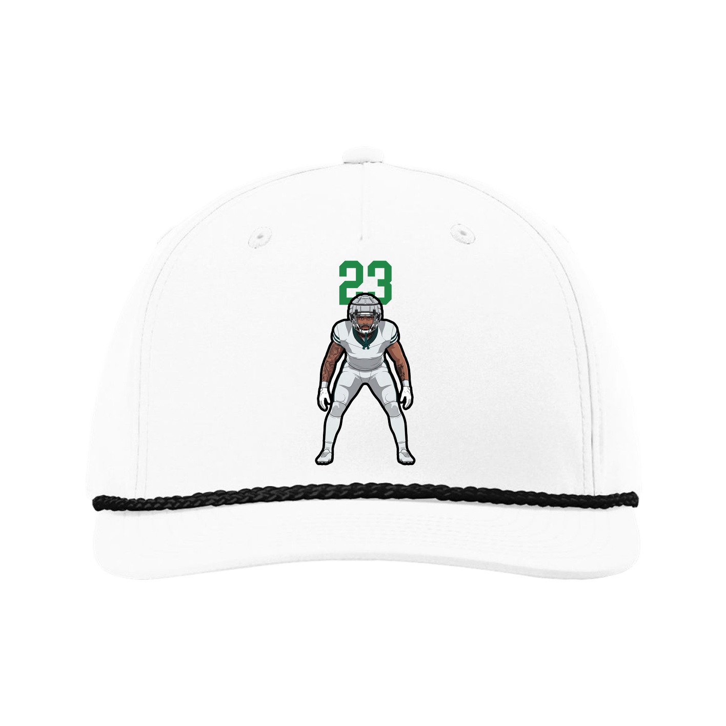 Five-Panel Classic Rope Cap — Number Top in White
