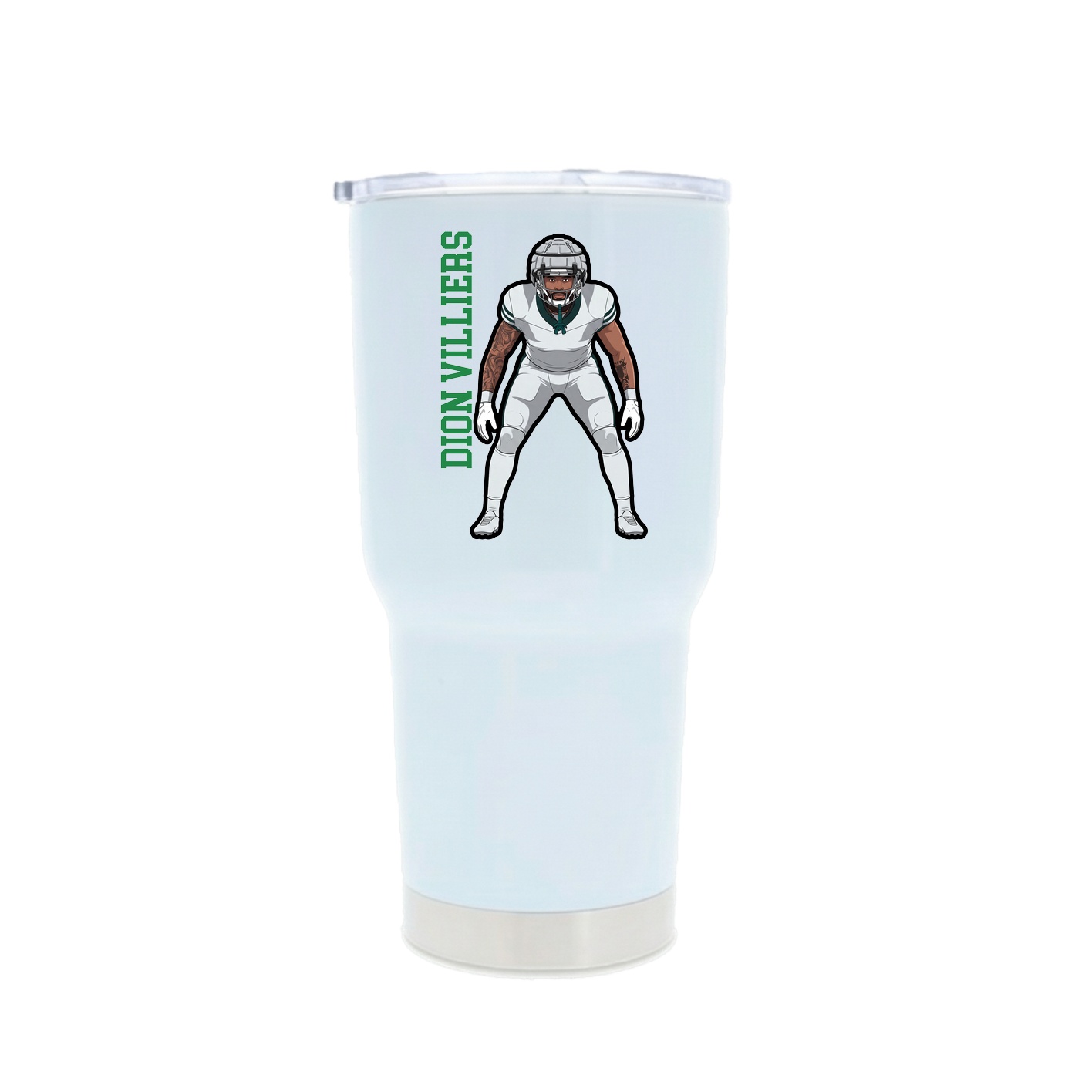 30oz Stainless Steel Tumbler — Name Vertical in White