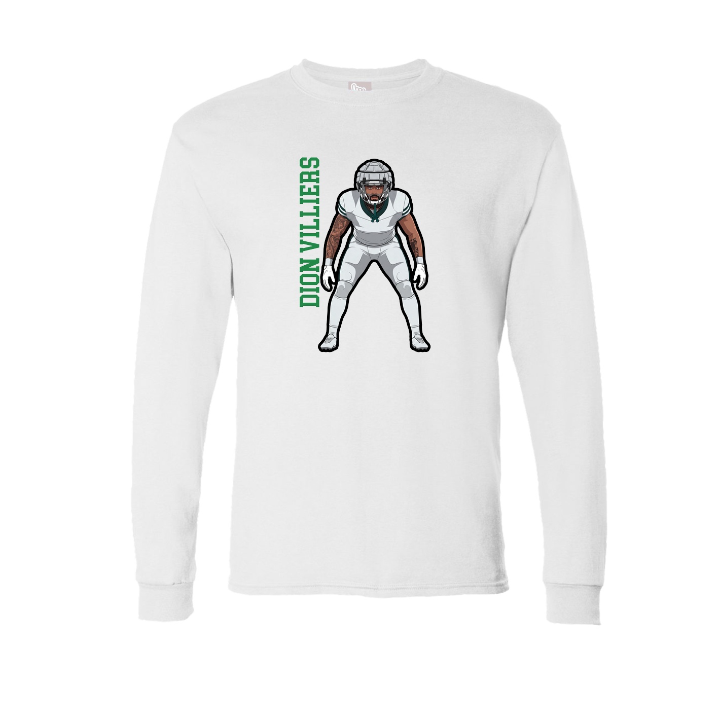 Long Sleeve Tee — Name Vertical in White