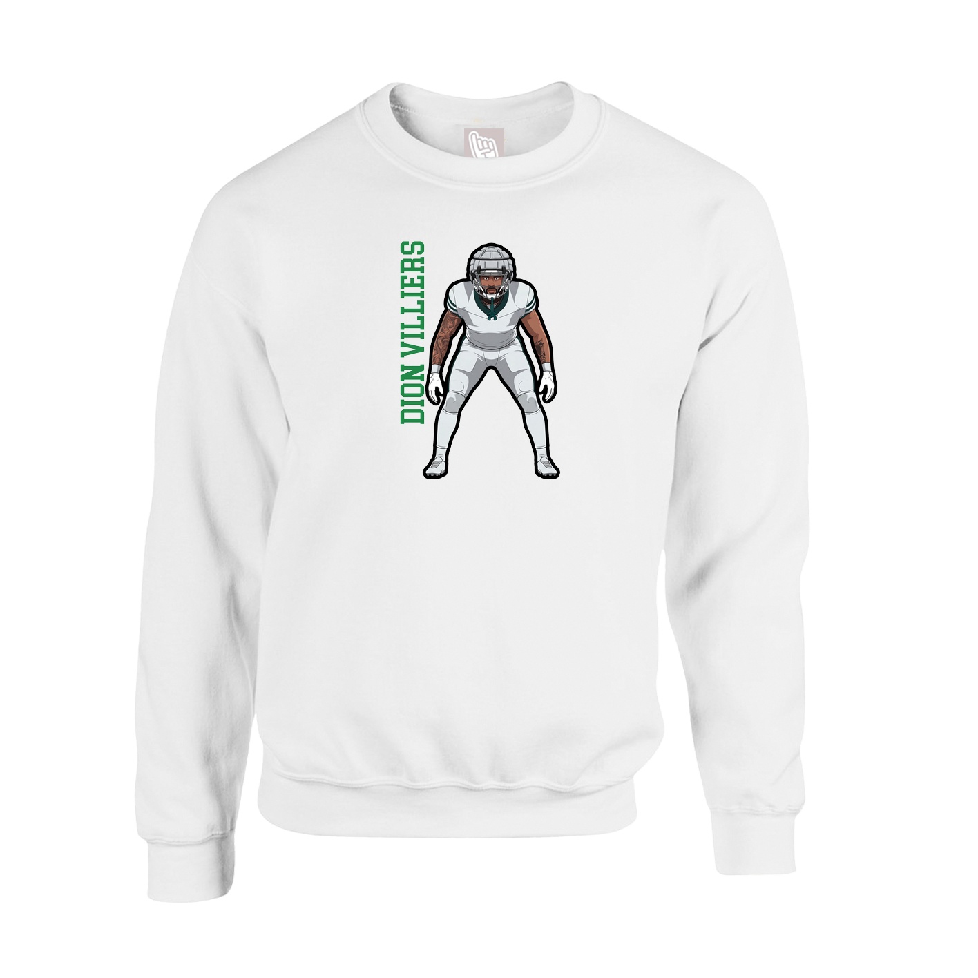 Fleece Crew — Name Vertical in White
