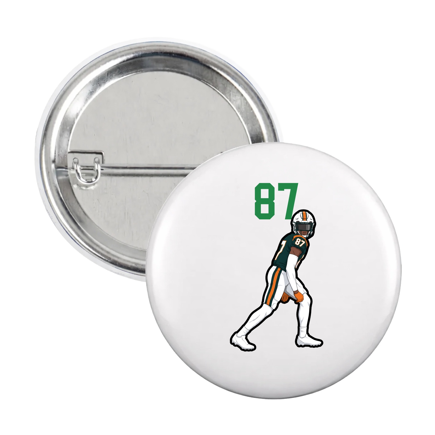 Game Day Button — Number Top in White