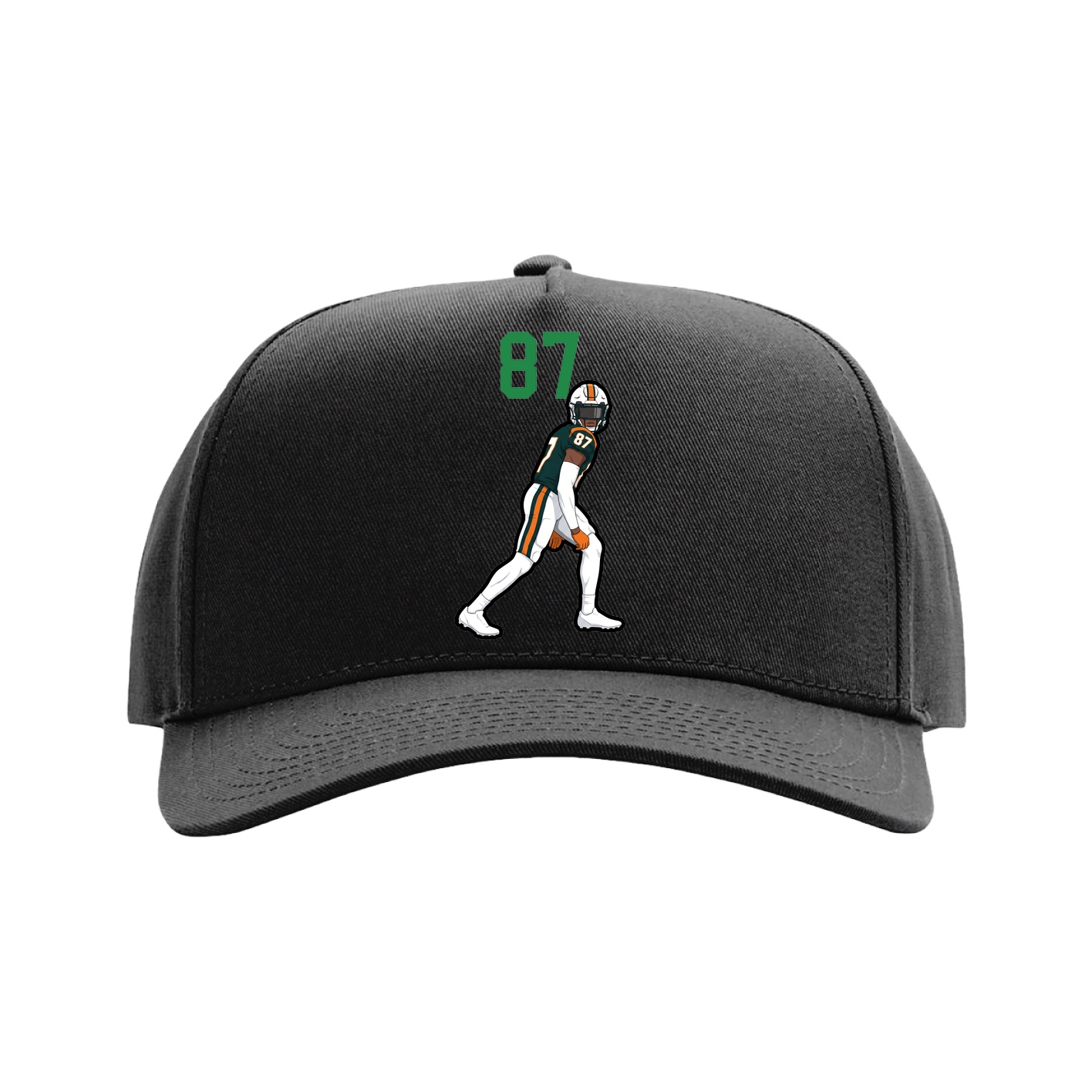 Full Fabric Five-Panel Champ Cap — Number Top in Black