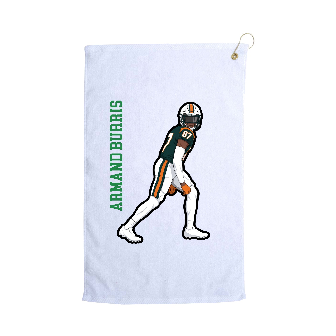 Golf Towel — Name Vertical in White