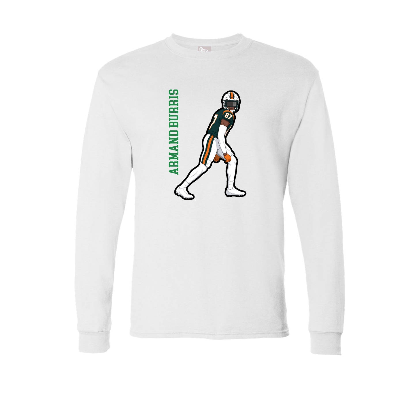 Long Sleeve Tee — Name Vertical in White
