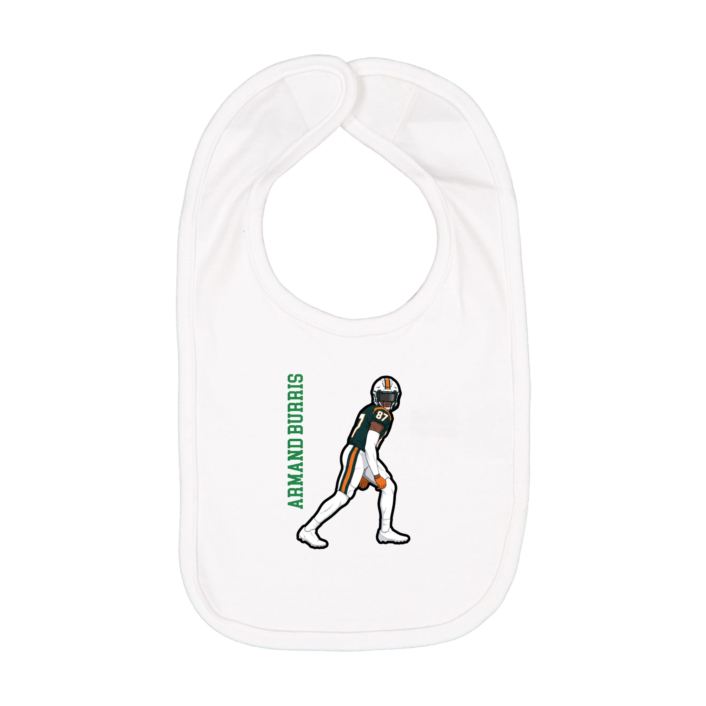 Infant Bib — Name Vertical in White