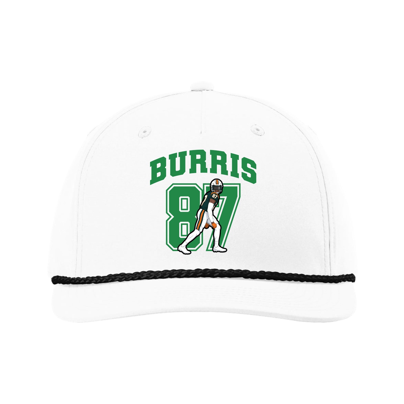 Five-Panel Classic Rope Cap — Number in White