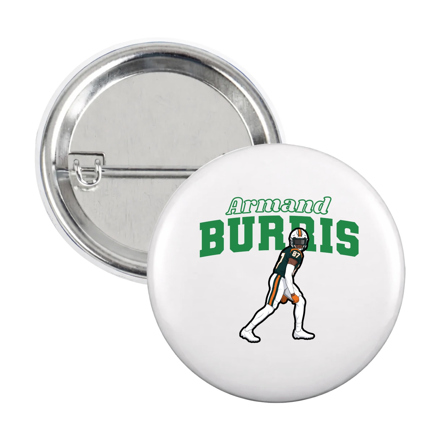 Game Day Button — Name Arch in White