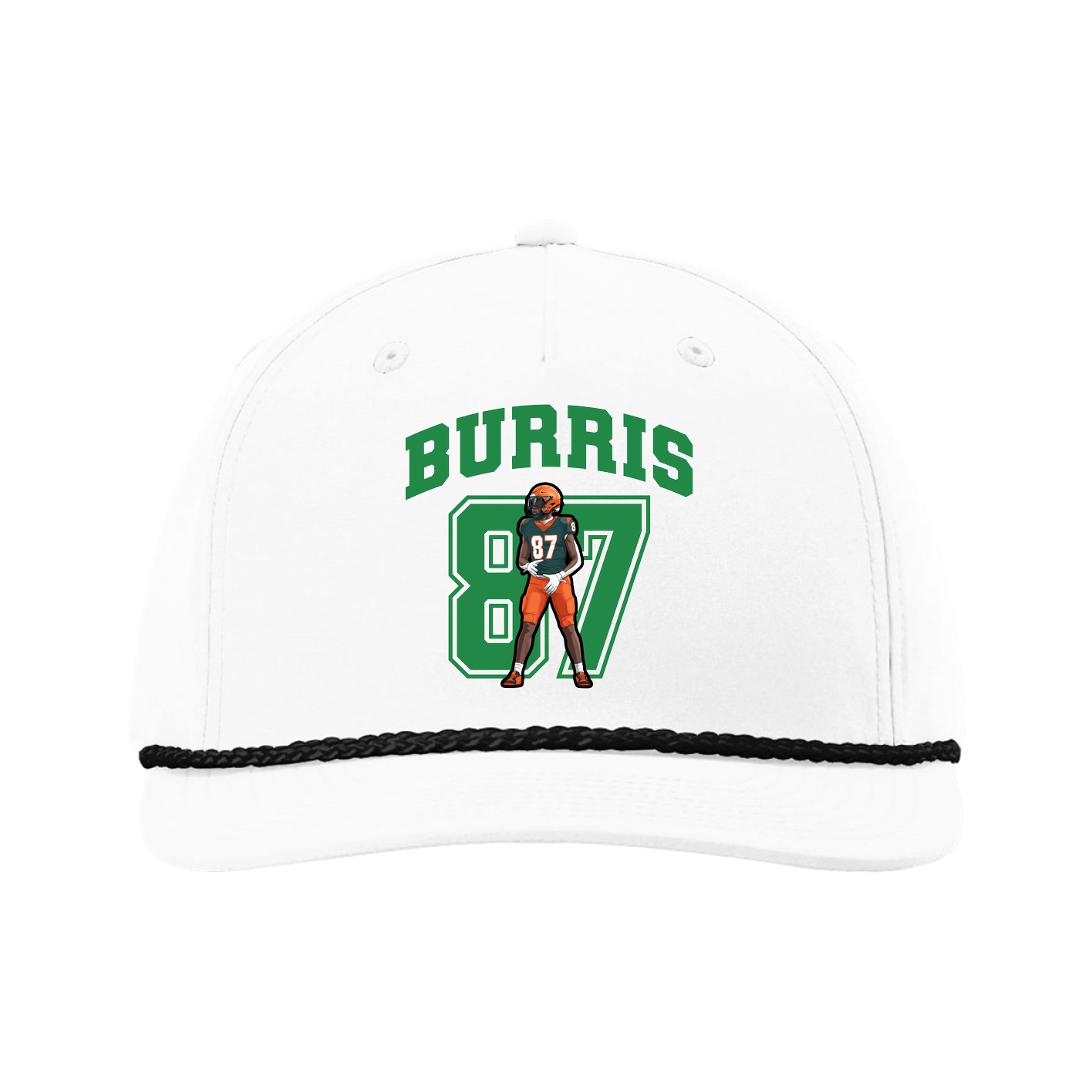 Five-Panel Classic Rope Cap — Number in White