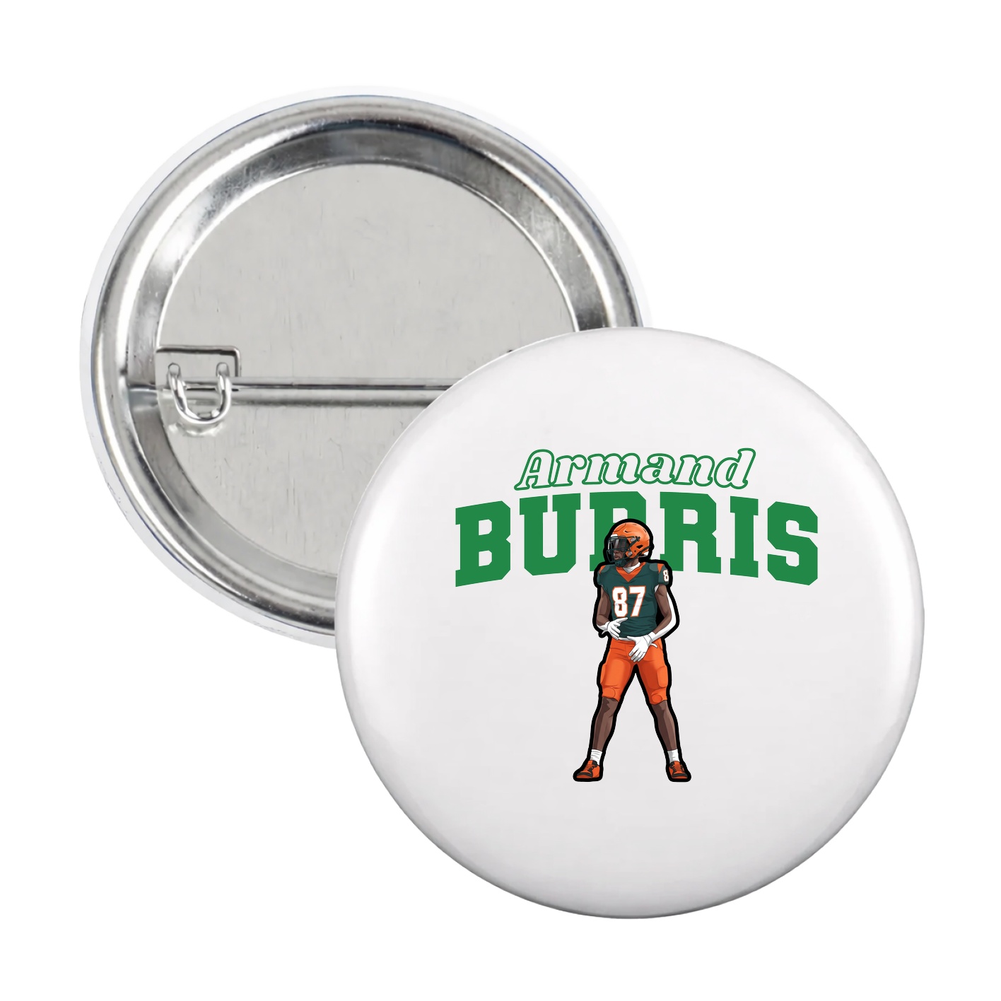 Game Day Button — Name Arch in White