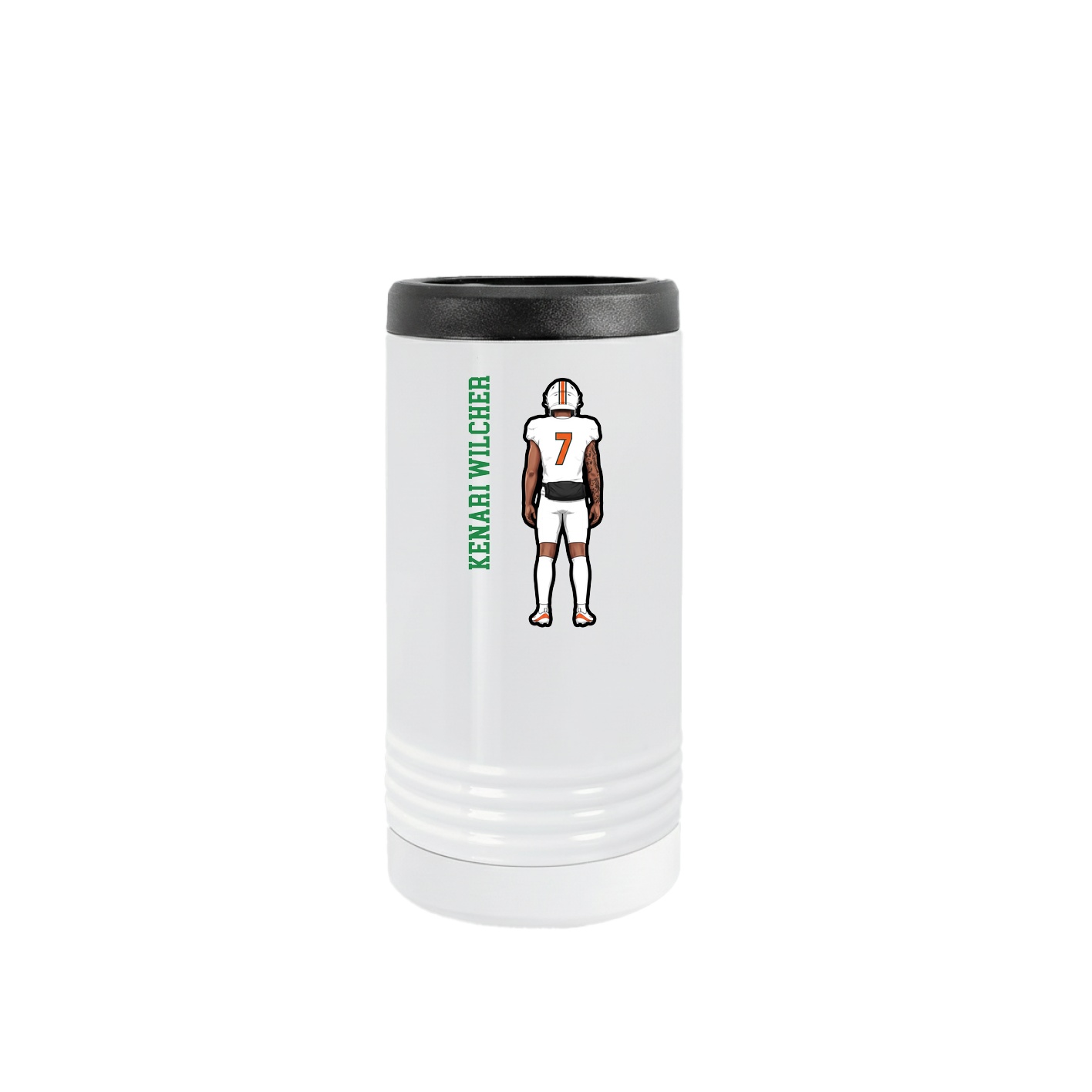 Slim Beverage Holder — Name Vertical in White